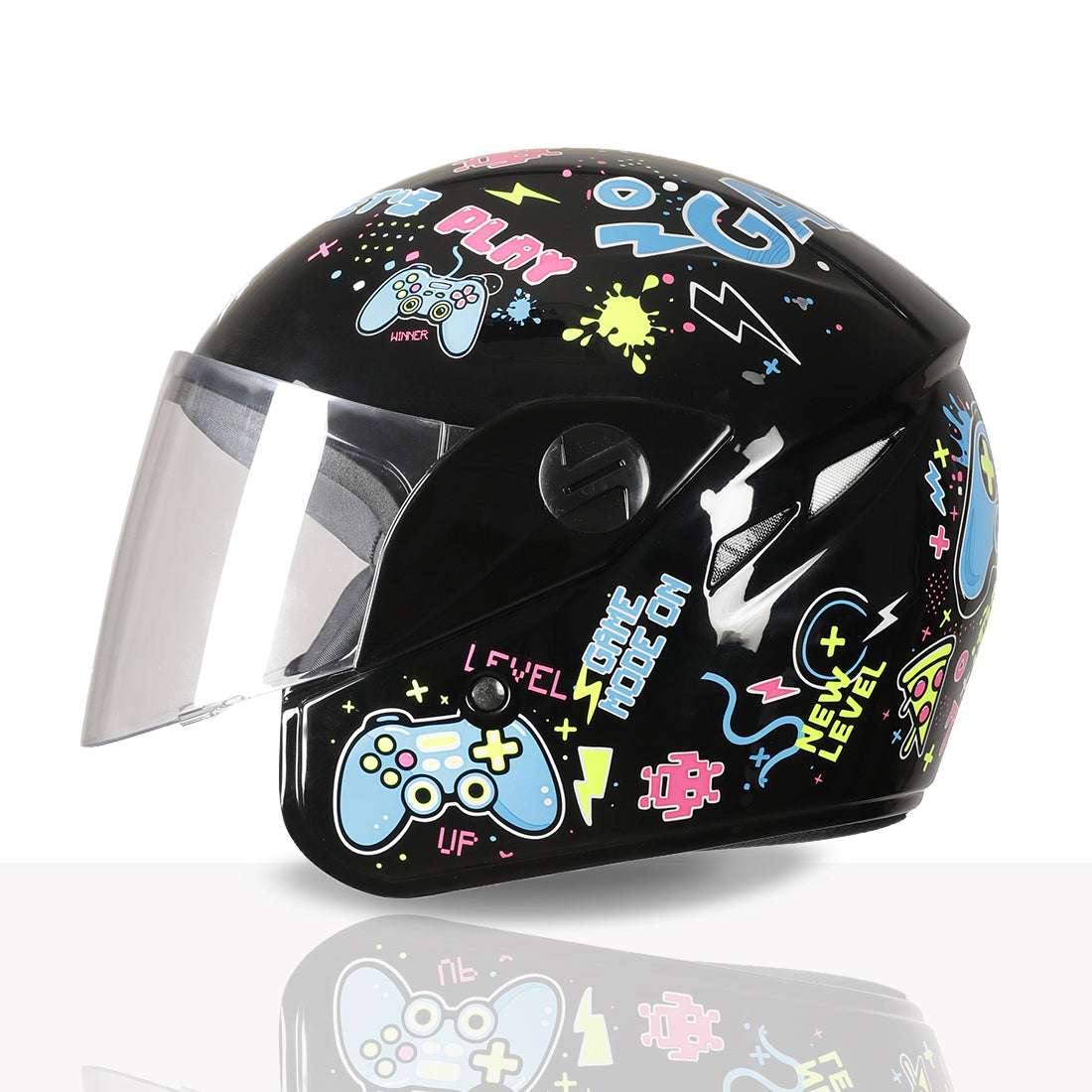 TVS Moto Jr. Kids Helmet |Fun Glow in the Dark Graphics | Lightweight ISI Certified ABS Shell| Removable Cheek Pads | Ideal Kids Bike Helmet for Cycle Scooter Daily Ride Comfort & Protection